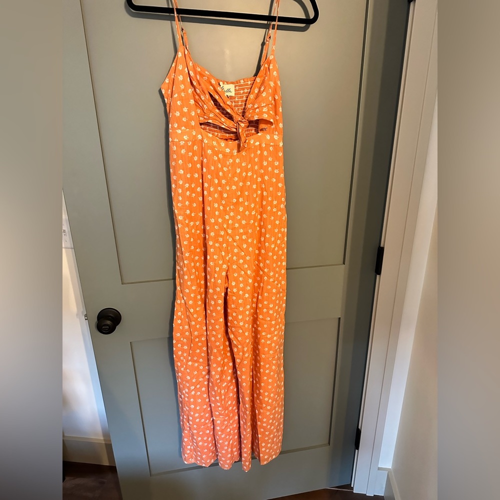 Cleobella wide leg jumpsuit - orange/white floral size M